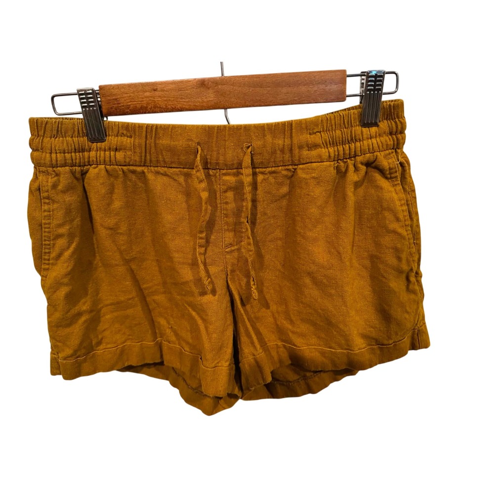 Old Navy Linen Blend Shorts Womens‎ Small Mustard Yellow Drawstring Cuff